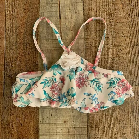 Janie And Jack Girl's Size 4 Floral Ruffle Two Piece Swimsuit - Picture 5 of 6